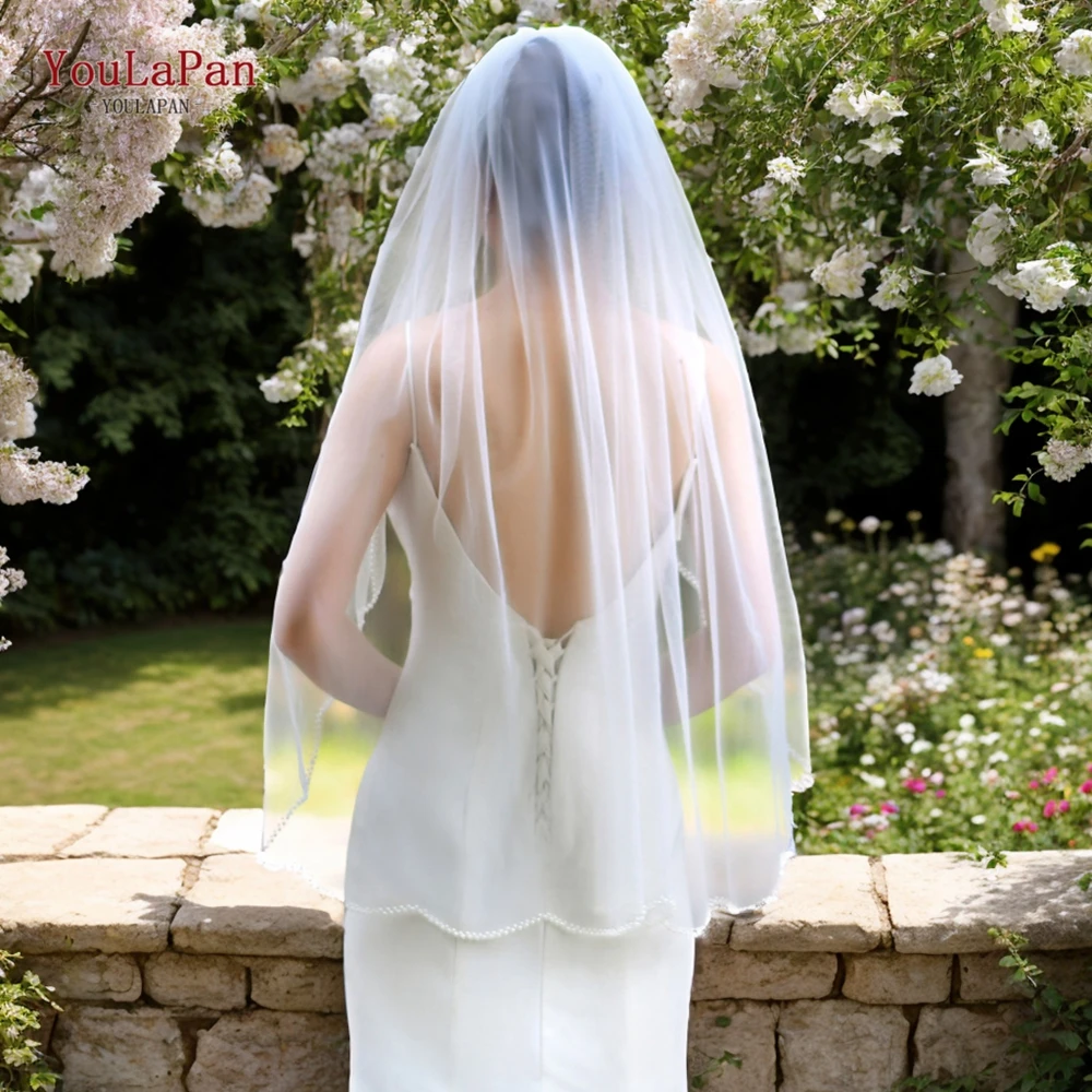 YouLaPan V35 Hochzeit Schleier mit Kristall Rand Weichen Einreihigen Braut Schleier Niederschläge Opal Kristall Schleier Strass Gefleckt Juliet