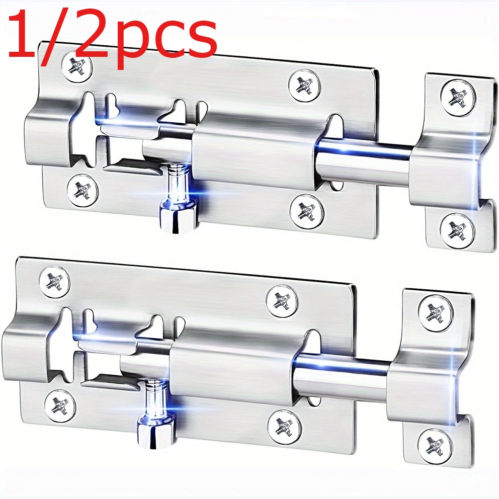 1/2pcs Barrel Bolt Latch, 7.62Cm, Thickened, Stainless Steel, Door Slide Lock, Brushed Finish, with 12pcs Screws