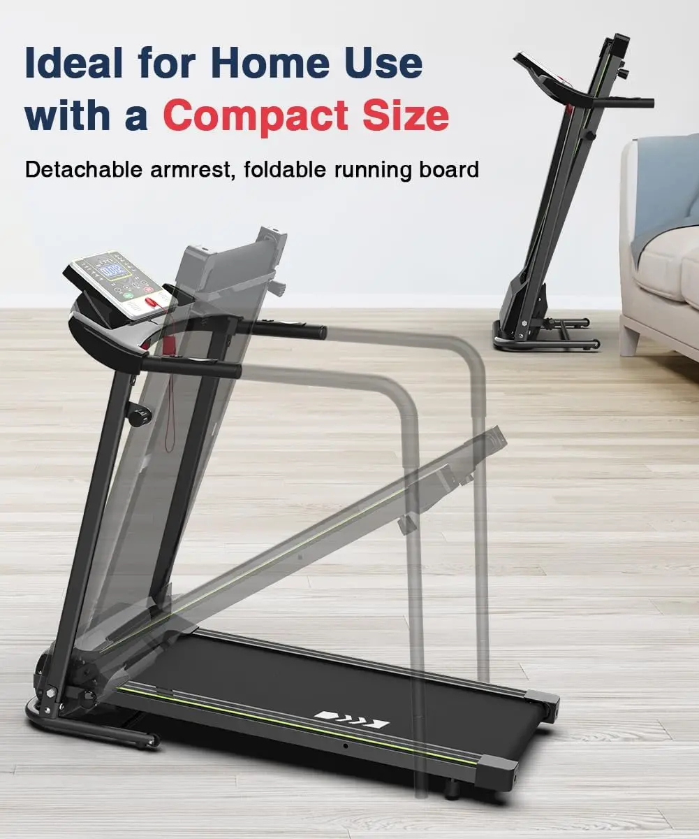 

Walking Treadmill with Long Handrail for Balance, Recovery Fitness Exercise Machine Foldable for home use with Holder for Phone