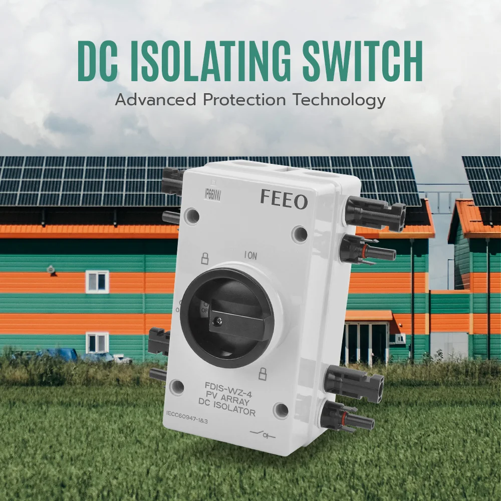 FEEO 4P PV DC 1000V 32A IP66 Photovoltaic Electrical Isolator Switch Waterproof Solar Rotating Handle Isolator Rotary Switch