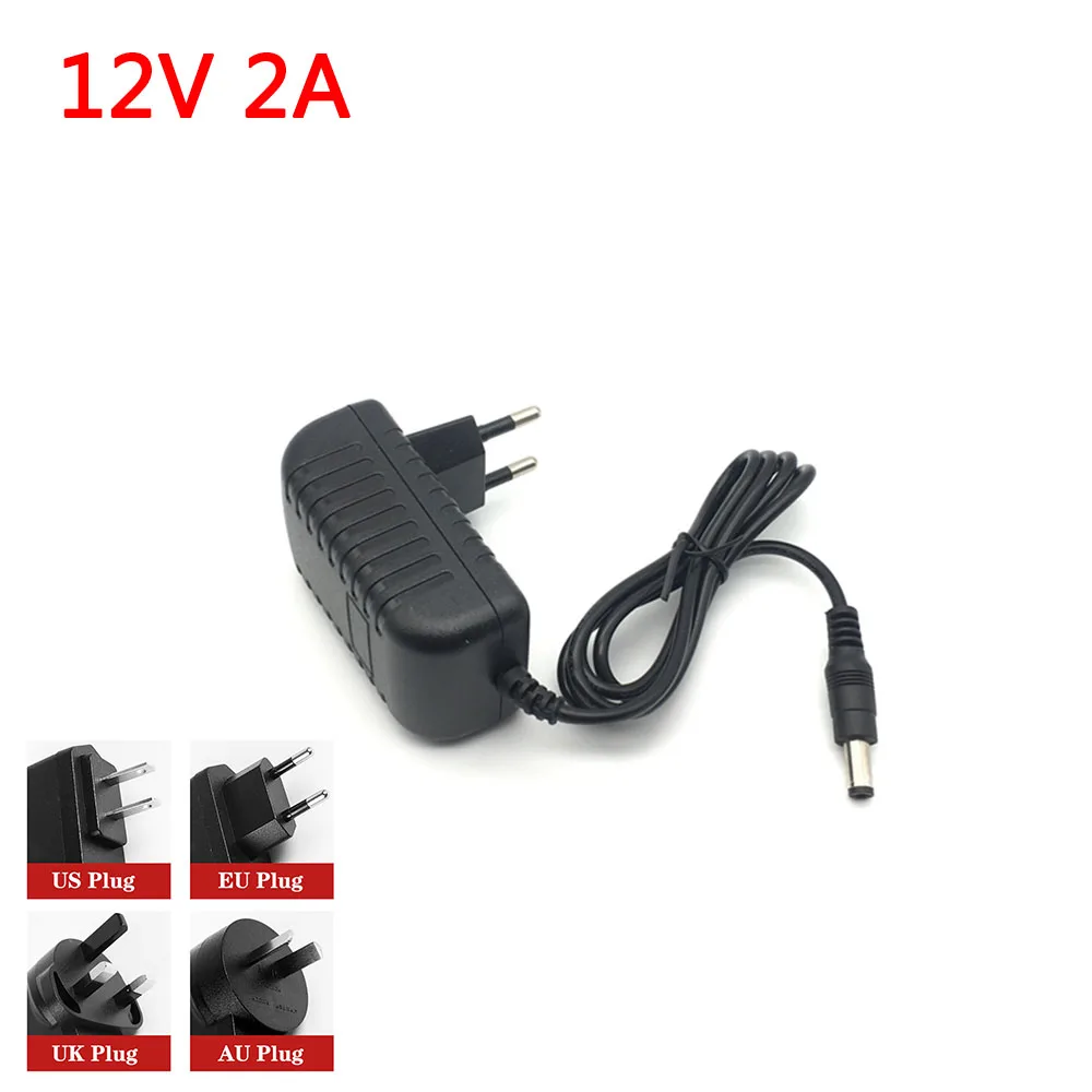Sakelar catu daya 12V 2A Eu steker AS catu daya LED 24W pengisi daya 5.5*2.5mm adaptor daya