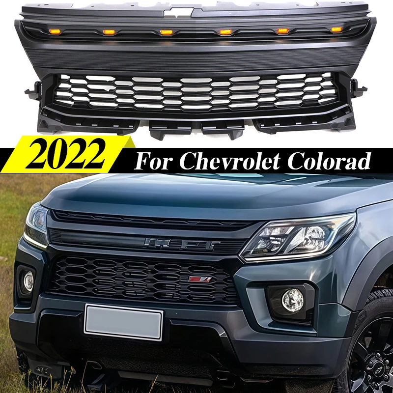 

Front Grill W/Light Fits For Chevrolet Colorado 2021-2022 modification Racing Grill