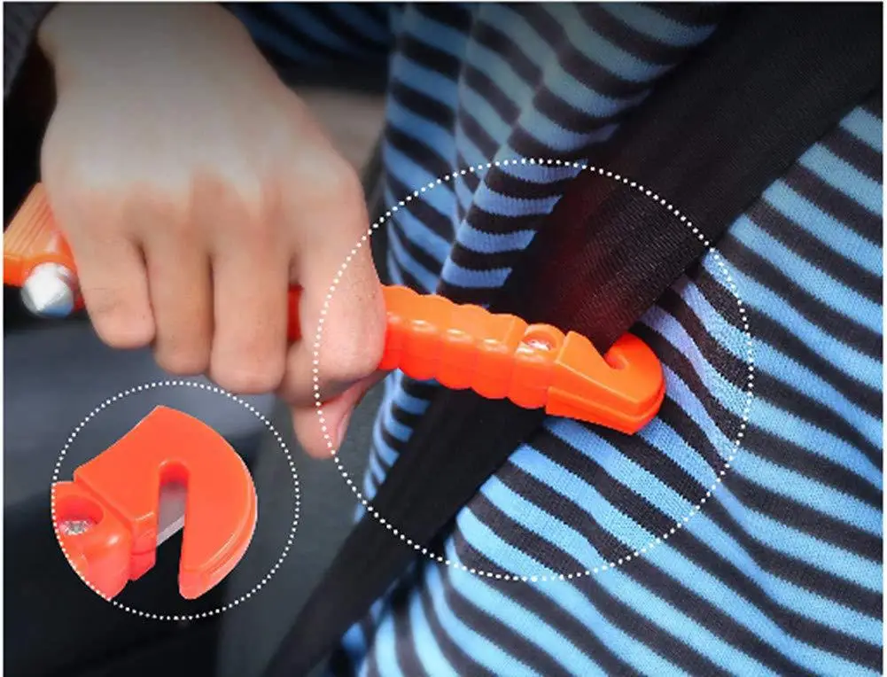 Safety Hammer Camping Driving Car Seat Belt Cutter 2-in-1 Emergency Break Window Glass Punch Survival Life Rescue Tools