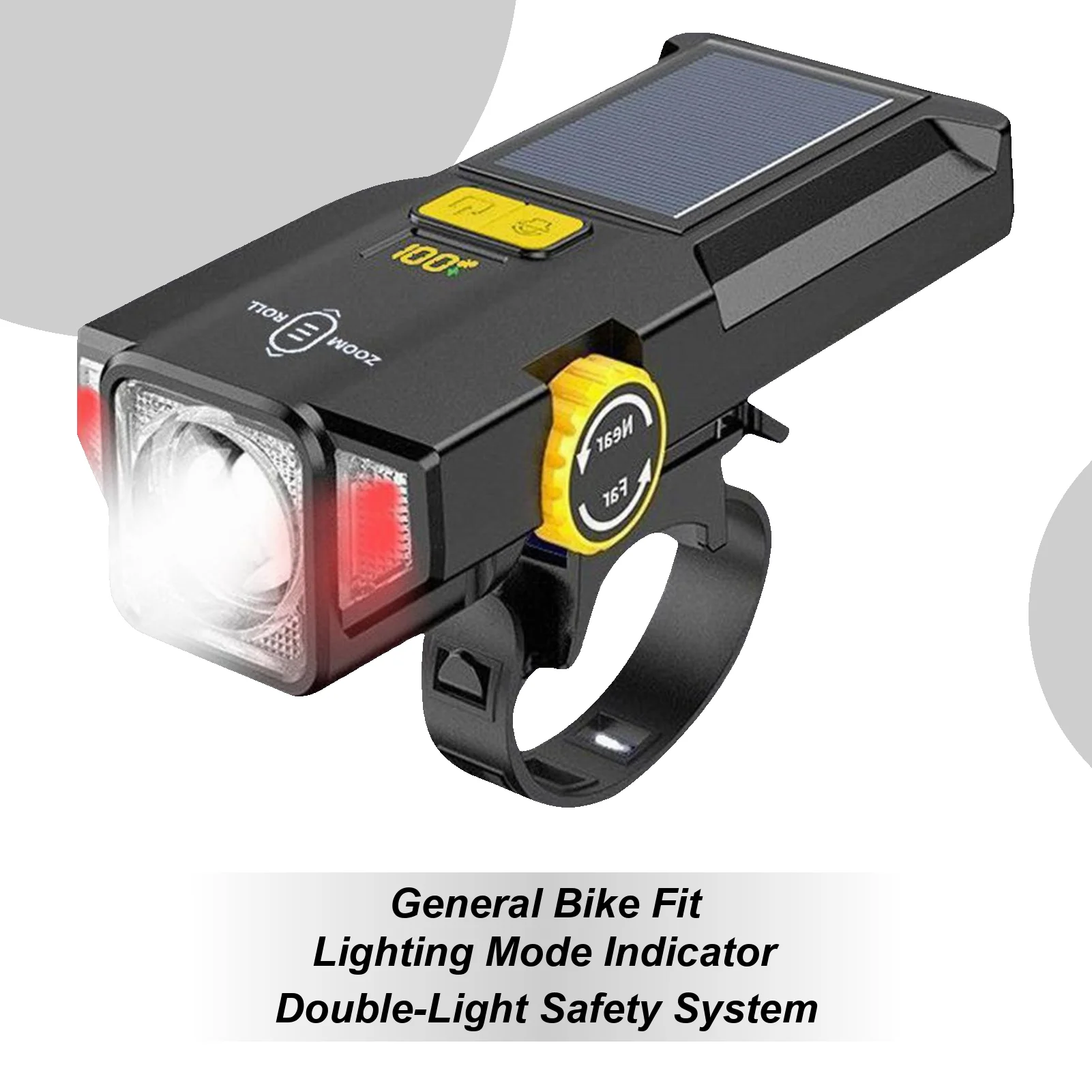 

Mountain Bike Lights Solar Powered Front Bike Light Digital Display Cycling Accessories for Outdoor Safety Night Riding Men