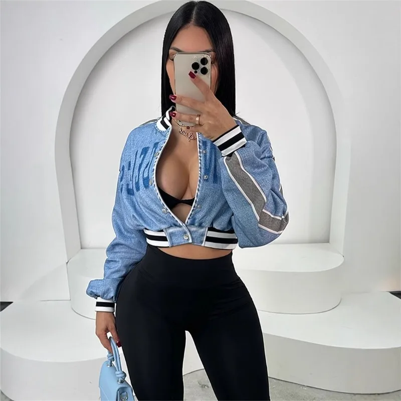 

Autumn New European and American Street Loose Trendy Printed Short Long Sleeve Casual Fashion Cardigan Jacket Coat