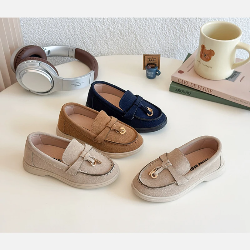 Mocassins pour enfants style britannique printemps-automne, chaussures décontractées à semelle souple antidérapante pour filles, idéales pour le campus et le quotidien