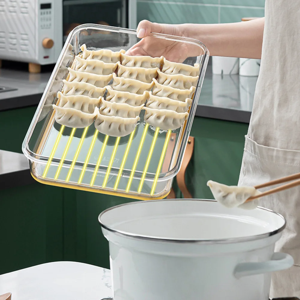 

1 pc 1.5 L Sealed Dumpling Box Non-Stick Storage Holder Reusable Kitchen Container Stackable Refrigerator Case For Dumplings