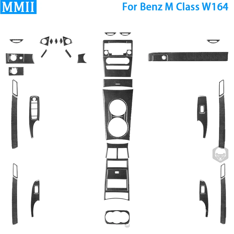 Dla mercedes-benz W164 2005-2011 M klasa prawdziwe Carbon Fiber konsola główna samochodu Panel drzwi reflektorów AC CD pokrywa osłonowa naklejki