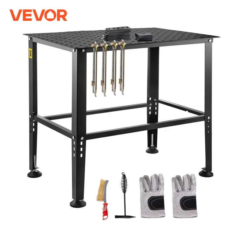 VEVOR 36x24Inch Workbench Adjustable Height Supporting Chainsaw 600Lbs Load Capacity Steel Garage Multi-Functional Work Table