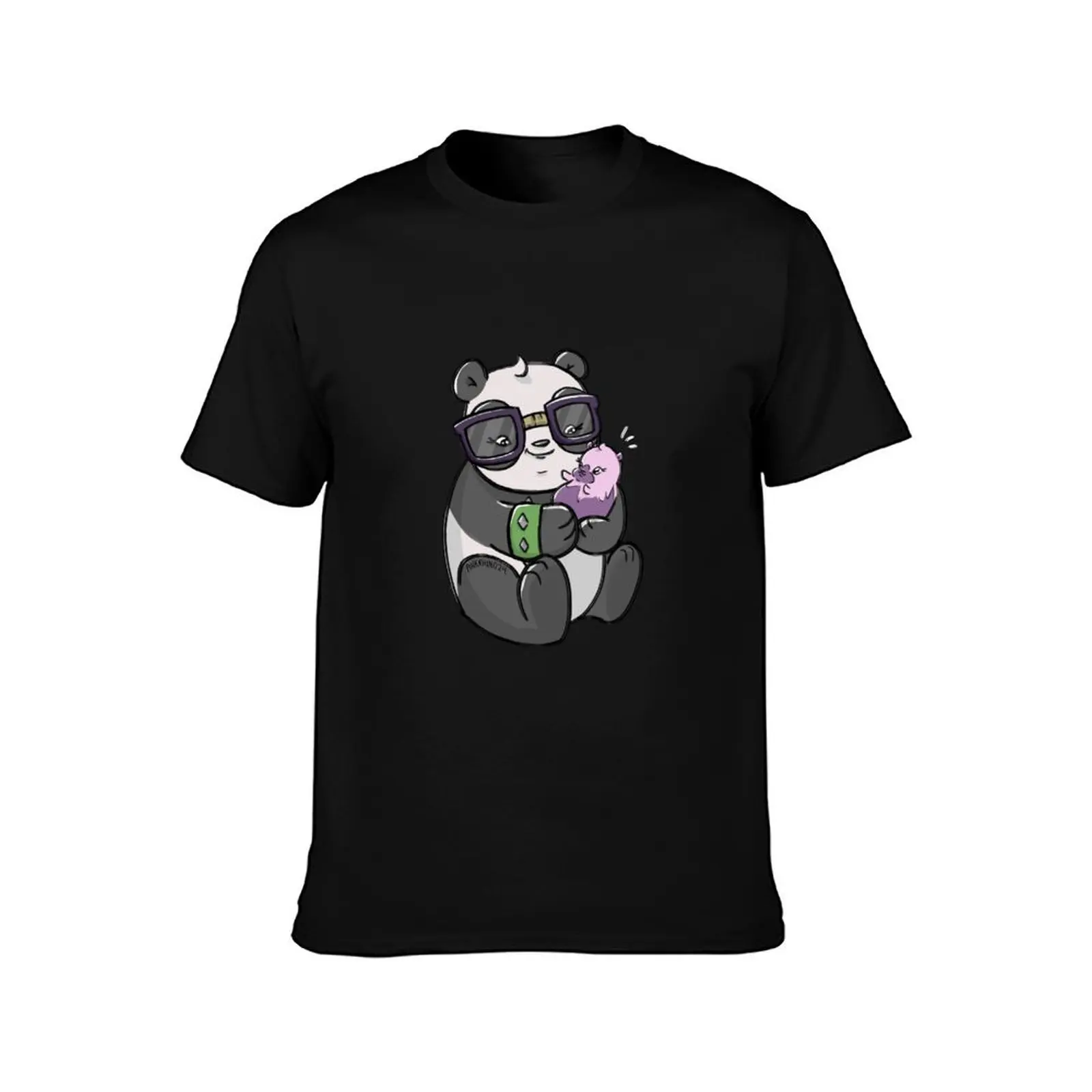 Panda & Hamster (purple) T-Shirt vintage graphic tee tops vintage anime shirt mens t shirt graphic