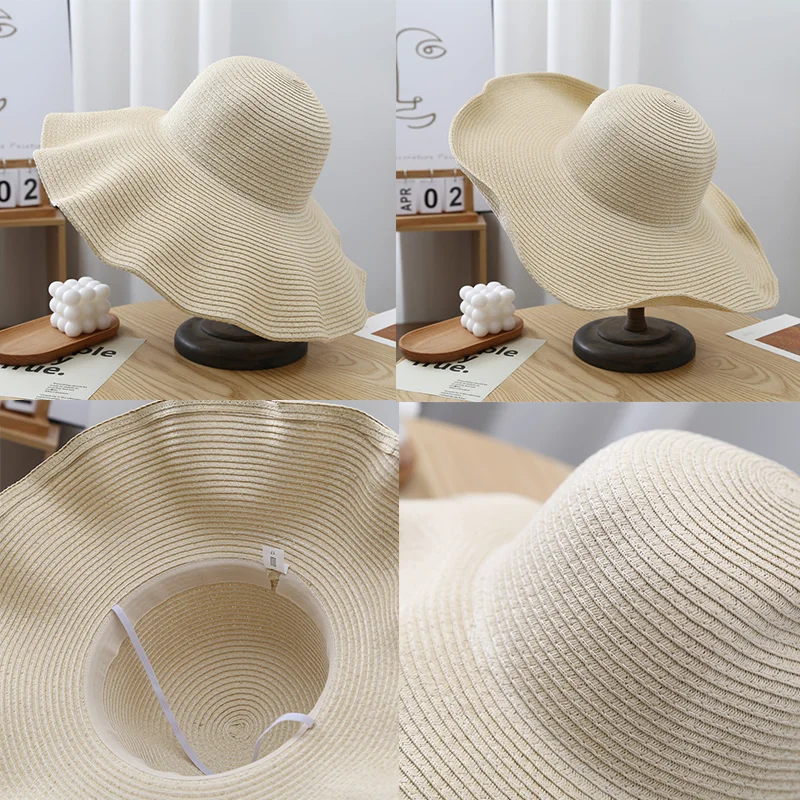 Big Brim Sun Protection Unisex Beach Hat Shading Women Men Summer Outdoor Foldable Straw Hat Jazz Cap Panama Hat rollable hat