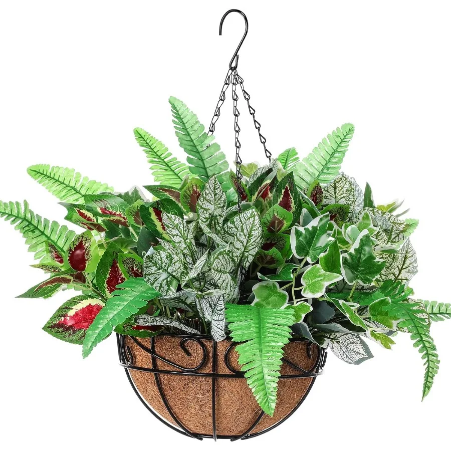 

Artificial Faux Hanging Flowers Plants Baskets for Outdoor 12 Pcs Fake Plants in Pot Planter UV Resistant Realistic Hanging Flo