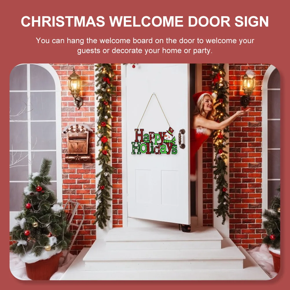 

1 шт. Подвесная табличка на дверь с вырезанными буквами, Рождественская приветственная табличка, Декоративная деревянная вывеска для дома, вечеринок и праздников