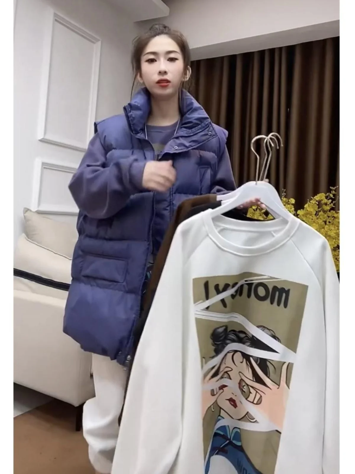 Grande taille Fce doublé longue Sve Sweat femme coupe ample sweat à capuche imprimé automne hiver grande taille vêtements