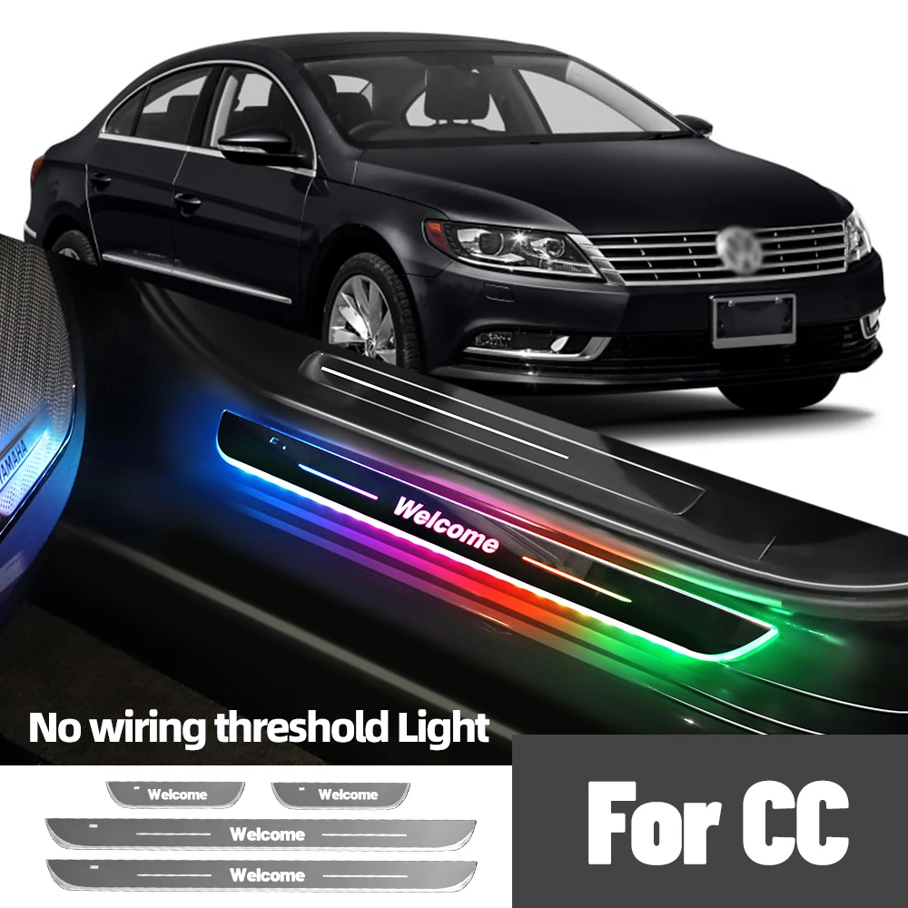 Para volkswagen vw cc 2010-2016 2013 2014 2015 luz do peitoril da porta do carro logotipo personalizado led limiar de boas-vindas pedal lâmpada acessórios