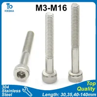 1-10 Uds M3 M4 M5 M6 M8 M10 M12 M14 M16 304 tornillos de cabeza hueca hexagonal de acero inoxidable cabezal de cilindro de agarre moleteado DIN 912