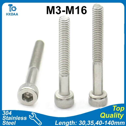 1-10 Uds M3 M4 M5 M6 M8 M10 M12 M14 M16 304 tornillos de cabeza hueca hexagonal de acero inoxidable cabezal de cilindro de agarre moleteado DIN 912