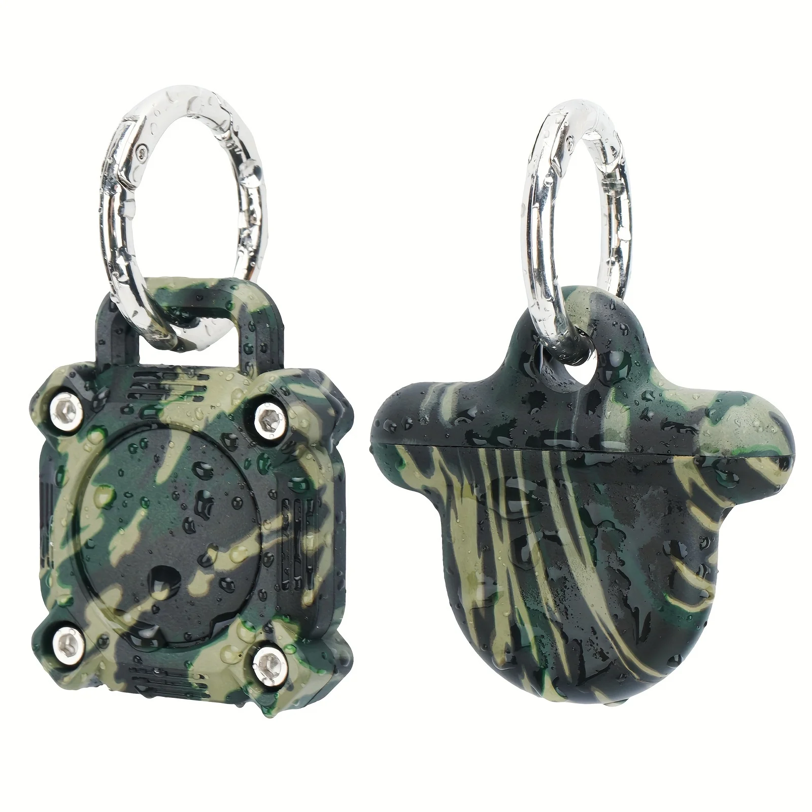 Portable label box fully covers and hides PVC hard shell, suitable for dog collars, backpacks, keys, suitcases-black/camouflage