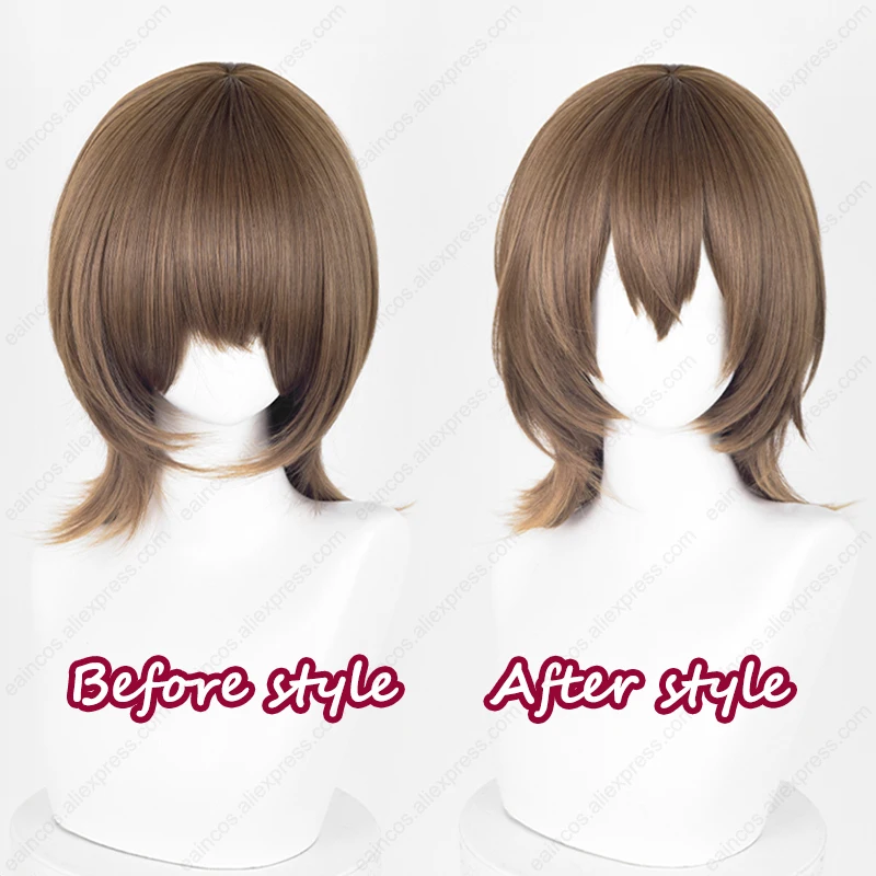 Goro Akechi Cosplay Perücke 38cm braun kurzes Haar hitze beständige synthetische Perücken Halloween Rollenspiel Perücken