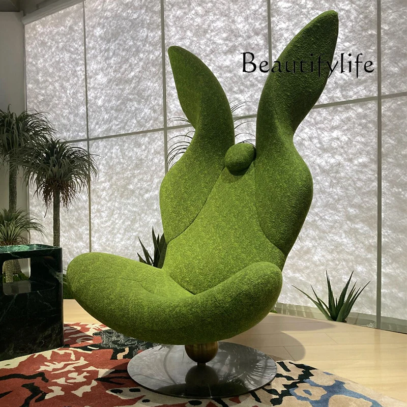 Italian leisure chair rotating rabbit sofa villa living room sofa chair medieval club model room design recliner