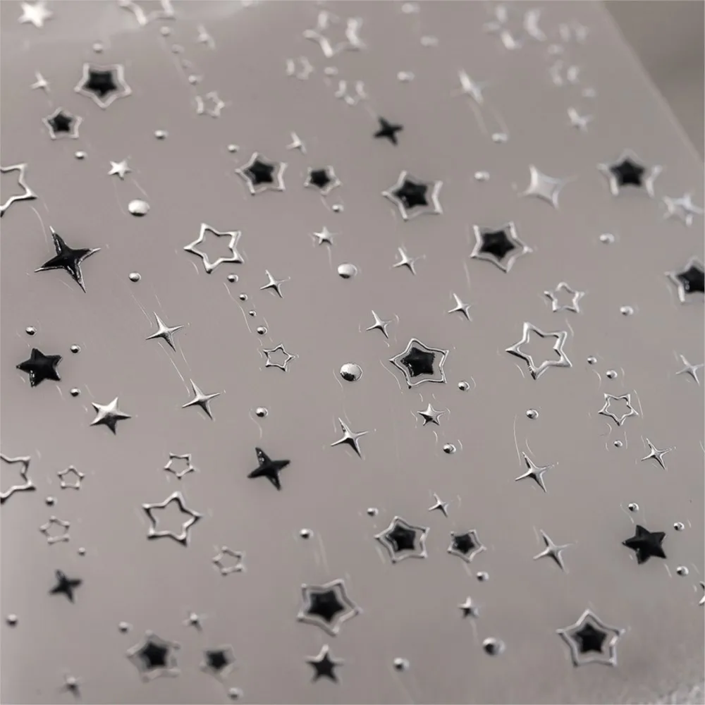 1Sheet 5D Ice Transparent Star Nail Sticker Bronzing Five-pointed Star Back Adhesive Sliders Decals Y2K Star Manicure Decoration