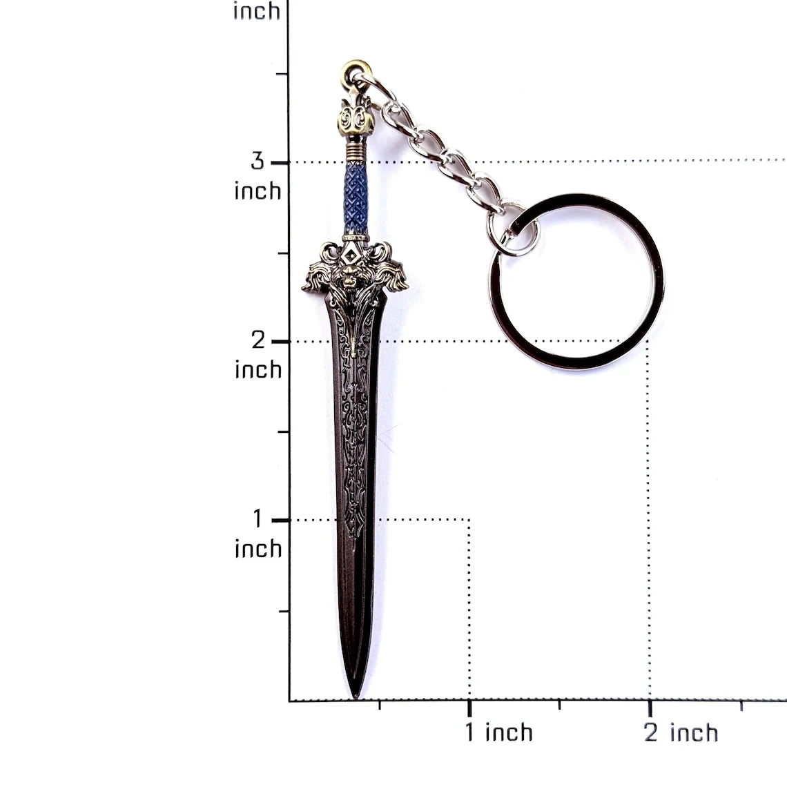 Anime Frostmourne Kuiersaila Ashbringer Xue Hou Schlüsselanhänger | Mini Metall-Schafskopf Löwenkopf Modell Schwert König Lich Llane Anhänger – Detail 9