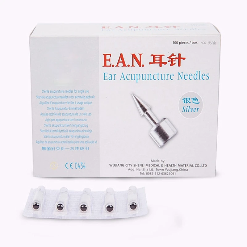 100Pcs Sterile Ear Press Needle EAN Ear Acupuncture Needles Auricular Acupunture Massage Ear Needle 1 Box Stimulator Massager