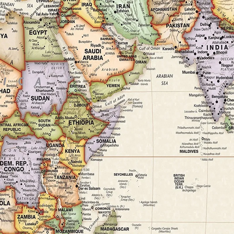 Affiche de décoration murale de carte du monde anglaise Vintage, sans cadre, peinture sur toile, image artistique, salle de classe, chambre à coucher, fournitures scolaires A1/A2