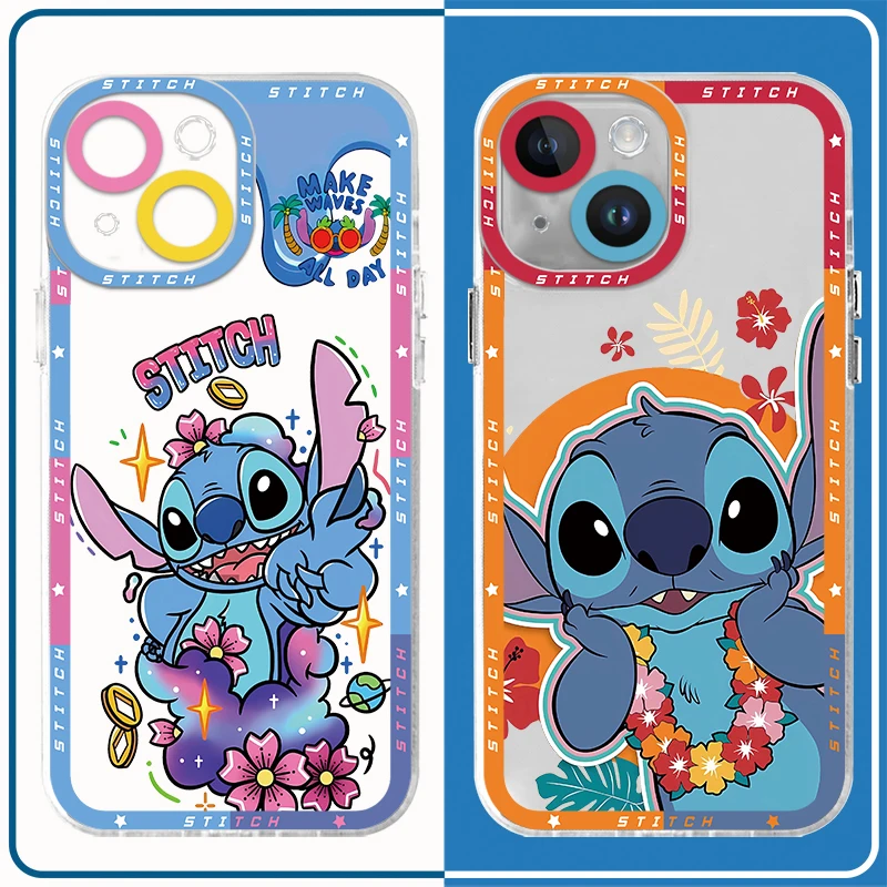 Disney Cartoon Lilo And Stitch Clear Case For Apple iPhone 15 14 13 12 11 Pro Max 13 12 Mini XS Max XR X 7 8 6 6S Plus Cover