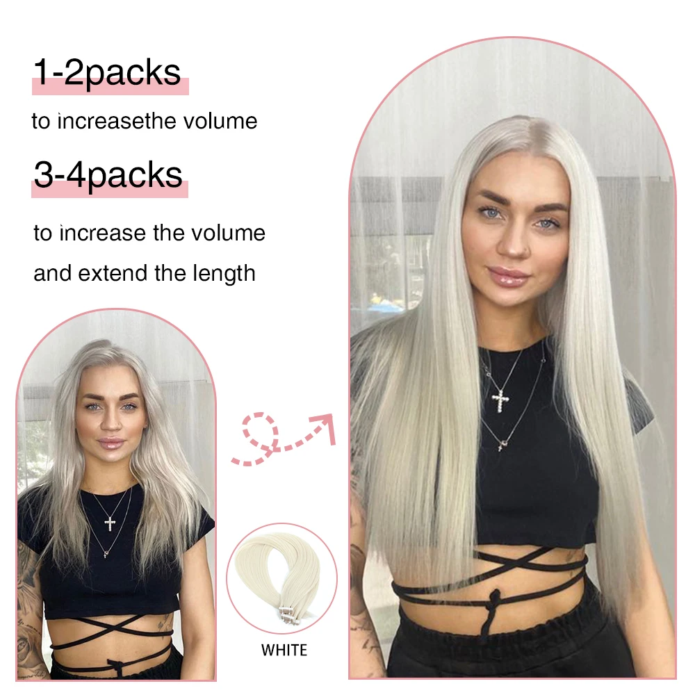 Synthetisches Klebeband in Haarverlängerungen, gerade, weiß, doppelseitig, unsichtbar, natürliches Klebeband im Haar, Hochtemperaturfaser für Frauen