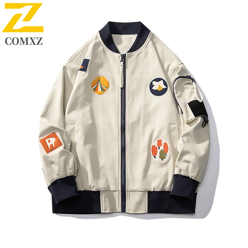 

Men Jacket Autumn New Embroidered Trendy Versatile Comfortable Breathable Stand Up Collar Jacket Outdoor Casual Baseball Jacket