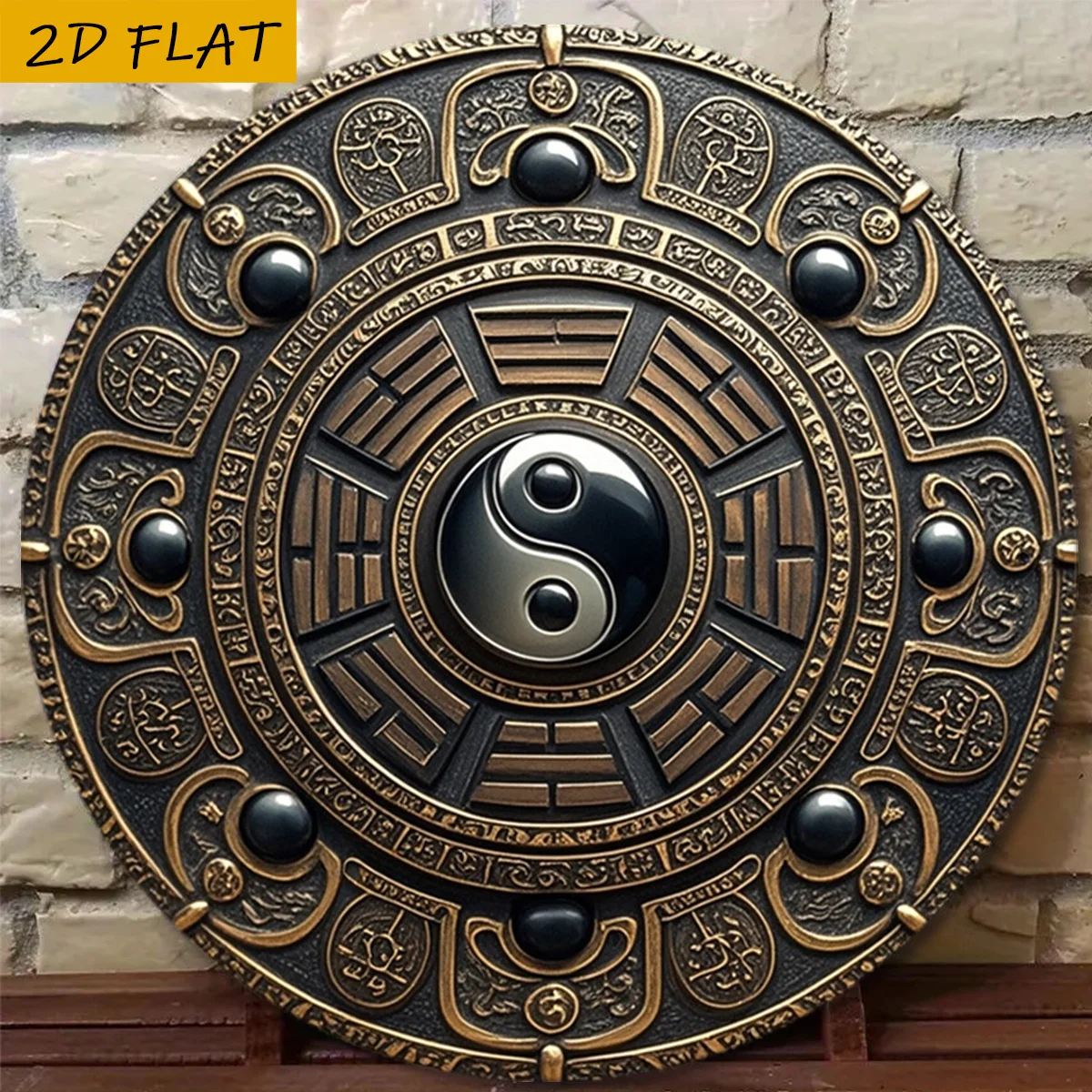 Vintage Tai Chi Bagua Wall Art 8 Inch Mystic Symbol Home Bar Decor Gift