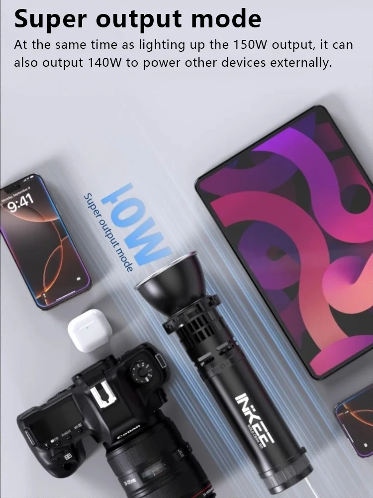 INKEE GC150 150W Waterproof Video Light with Diffusor/softbox Optional Photography Light For Live Streaming Camping