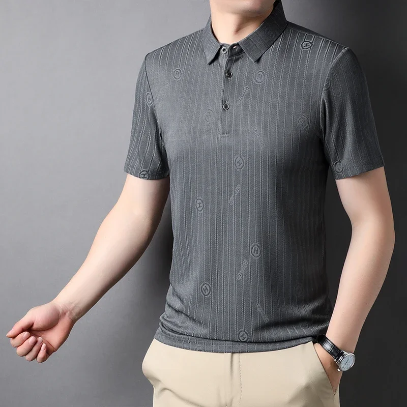 Polo de manga corta para hombre, camisa informal de negocios, a la moda, novedad de verano