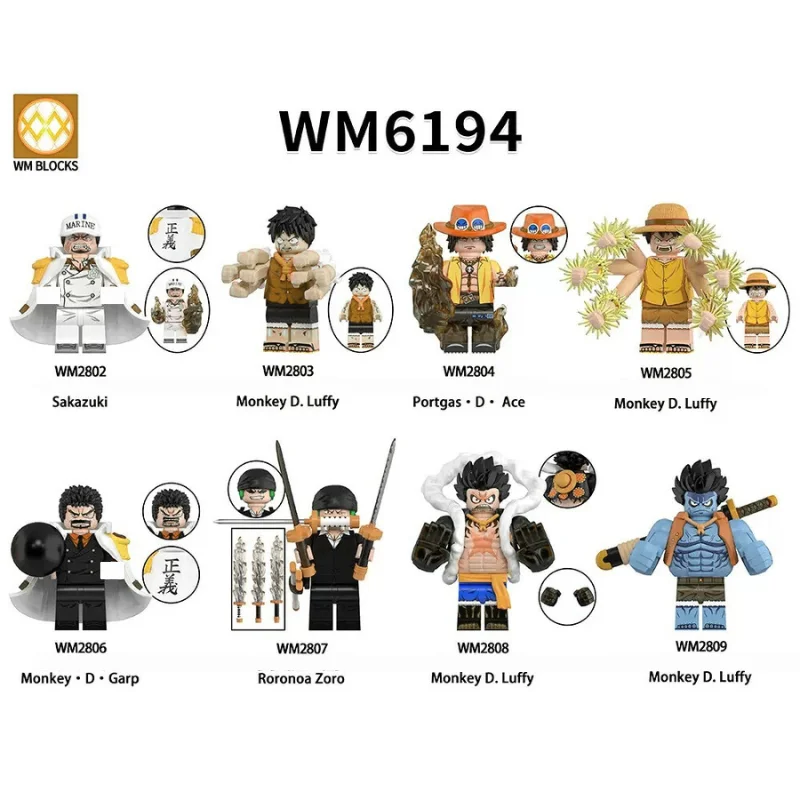 2026 Bandai WM6192 One Piece Luffy OP Ace Garp Zoro Sengoku Mini-Figuren-Bausteine WM6195 WM6194 Plastik-Zusammenbau-Geschenke zum Geburtstag