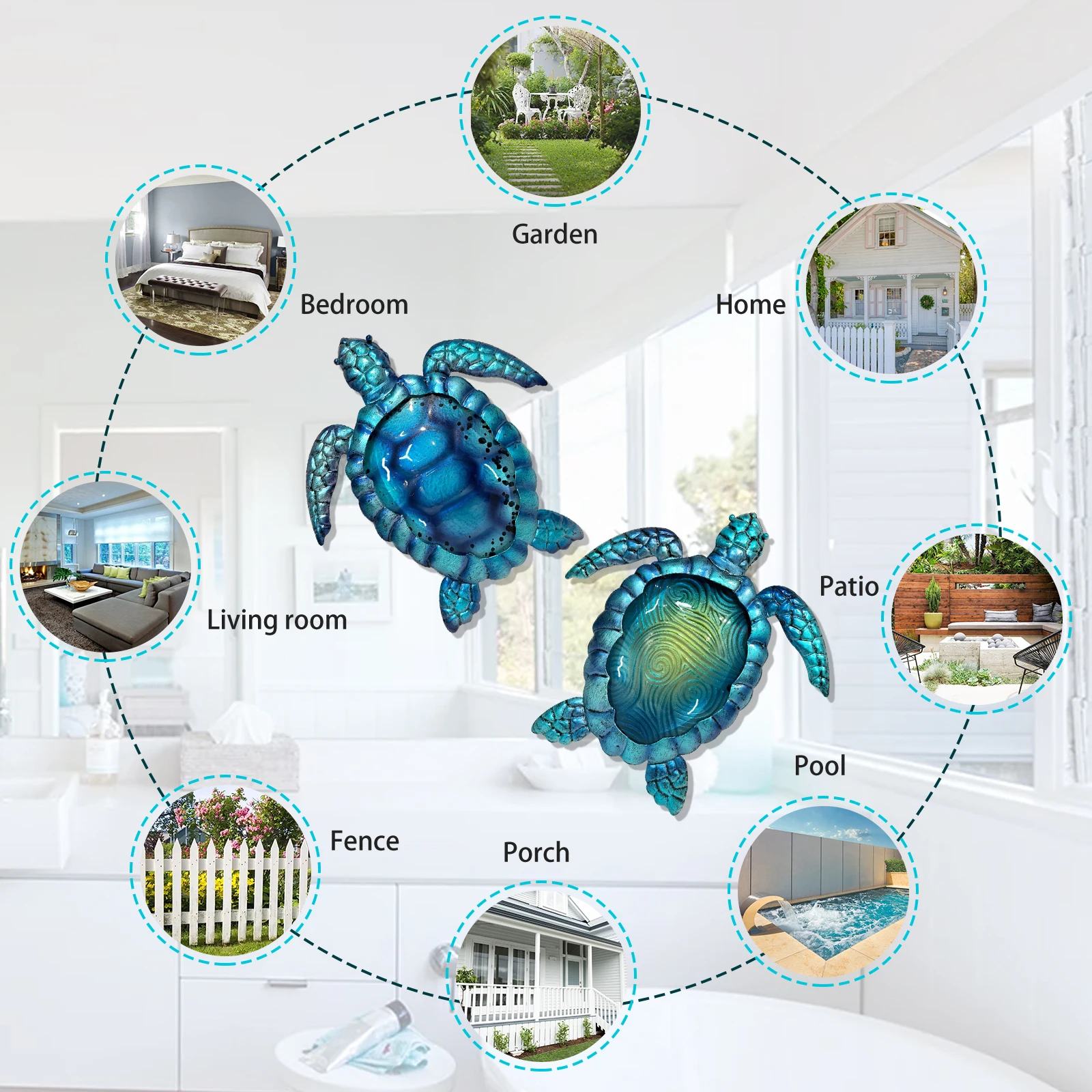 Metalowy żółw zestaw ścienny kryty żółw dekoracja ścienna na zewnątrz basen dekoracja salonu łazienka ogród podwórko