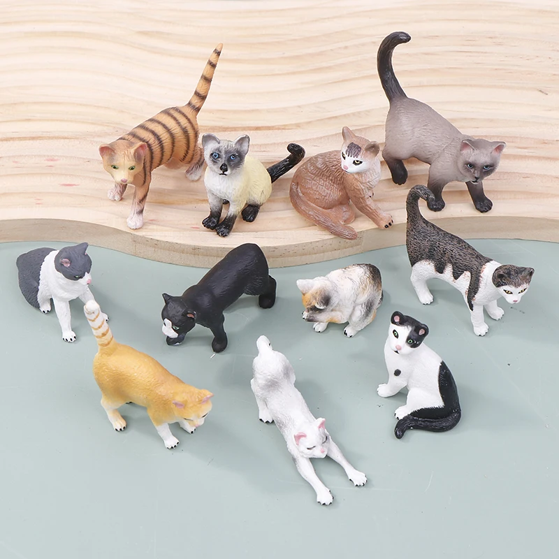 1szt Symulacja kota Model Cute Cartoon PVC Cat Figurka Mini Ornament Kids Doll Toy Kitten Statue Desktop Decoration