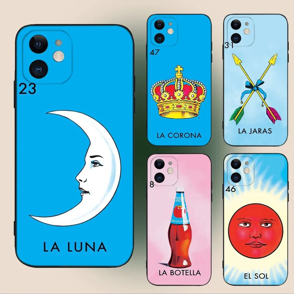 

Mexican Bingo Lottery Phone Case For iPhone 15,14,13,12,11,Plus,Pro Max,XS,X,XR,SE,Mini,8,7 Soft Silicone Black Cover