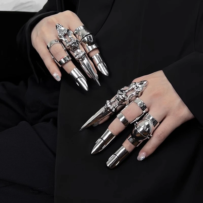 Punk Metal Exoskeleton Index Finger Joint Bone Ring