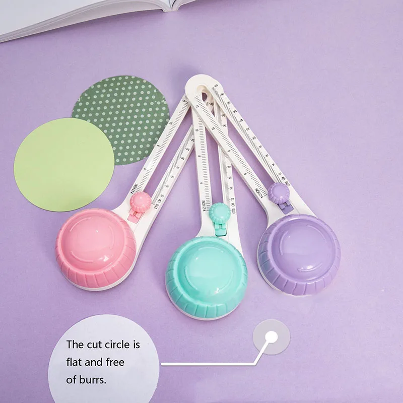 Macaron Color Circular Paper Cutter Scrapbook Cards Circle Shape Cutter 360 Rotary Circle Cutter Manual DIY Round Cutting Knife