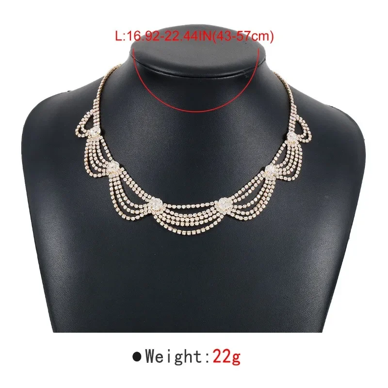 Multi-layered Lace Women Necklace Boho Style Inlaid With Rhinestones Luxury Banquet Clavicle Chain For Women Femme Jewelry 2024