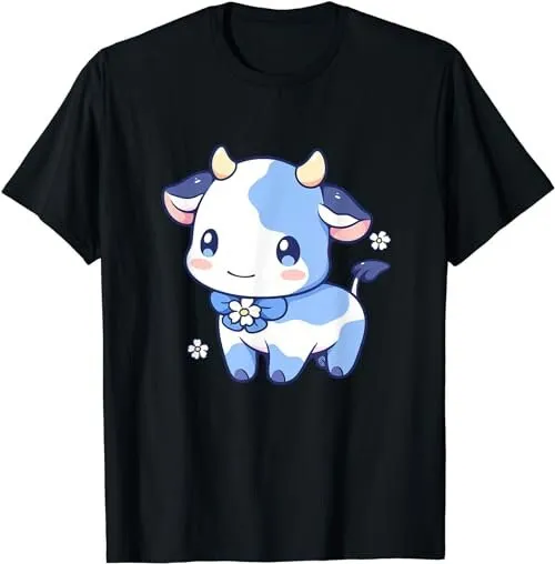 Cute Chibi Blueberry Cow Funny Kawaii Anime Farm Animal T Shirt Sweat 48486