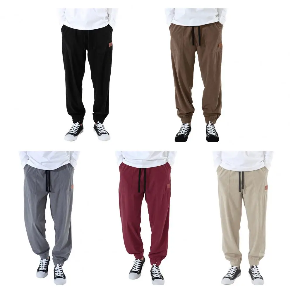 

Autumn Winter New Men's Casual Loose Small Feet Versatile Drawstring Sports Sweatpants Straight Leg Thick Corduroy Sport Trouser