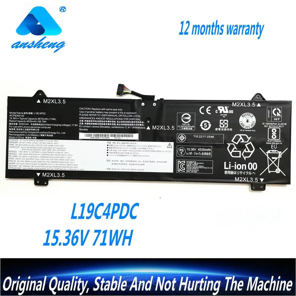 

15.36V 71WH L19L4PDC Laptop Battery For Lenovo Yoga 14cACN 2021 Yoga 14c 2021 Yoga 7-14ITL5 7-15ITL5 L19C4PDC L19M4PDC