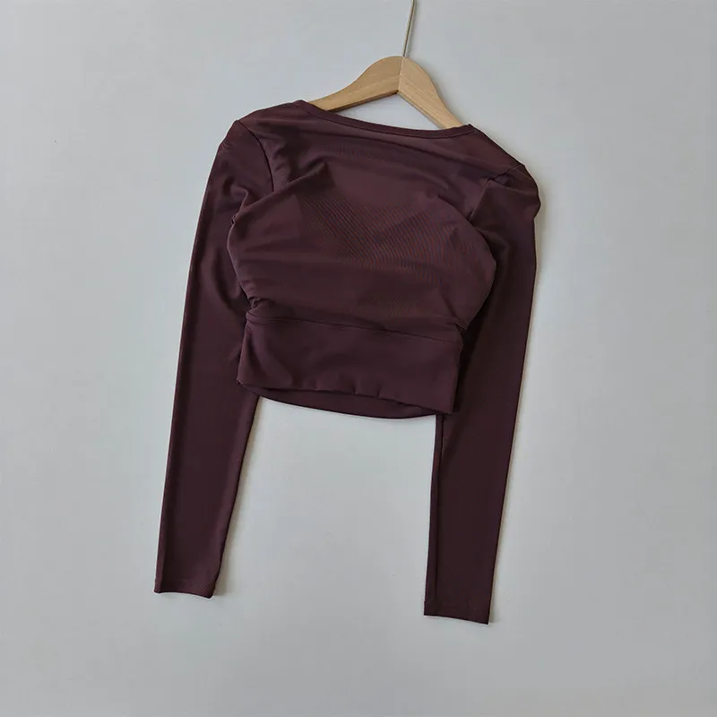 Damen Mesh Yoga-Shirts Langarm-Shirt Fitness Sexy Crop-Top Workout-Oberteile Lauf-T-Shirts Bluse BH Gym-Kleidung Sportbekleidung – Detail 7