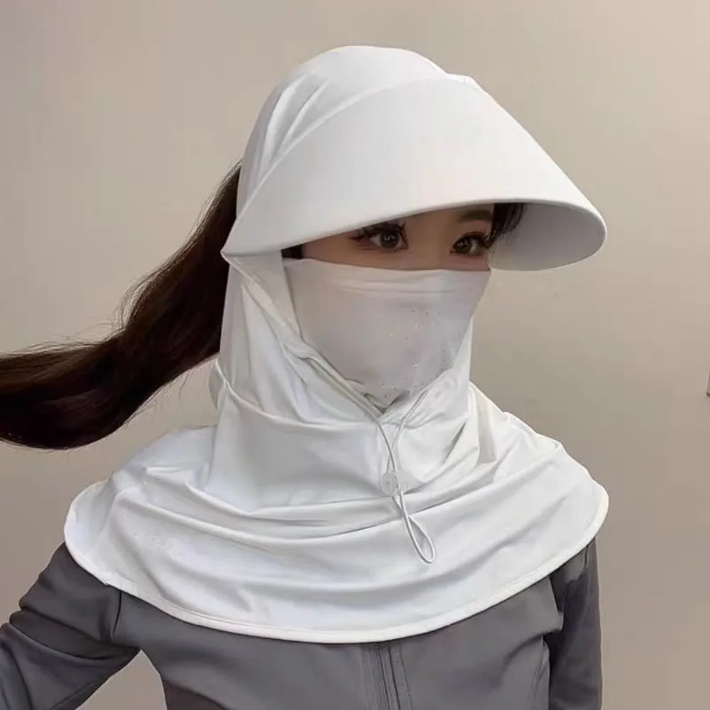 

New Breathable Visor Cap Ice Silk with Shawl Mask Cap Sunscreen Hat Outdoor Sports