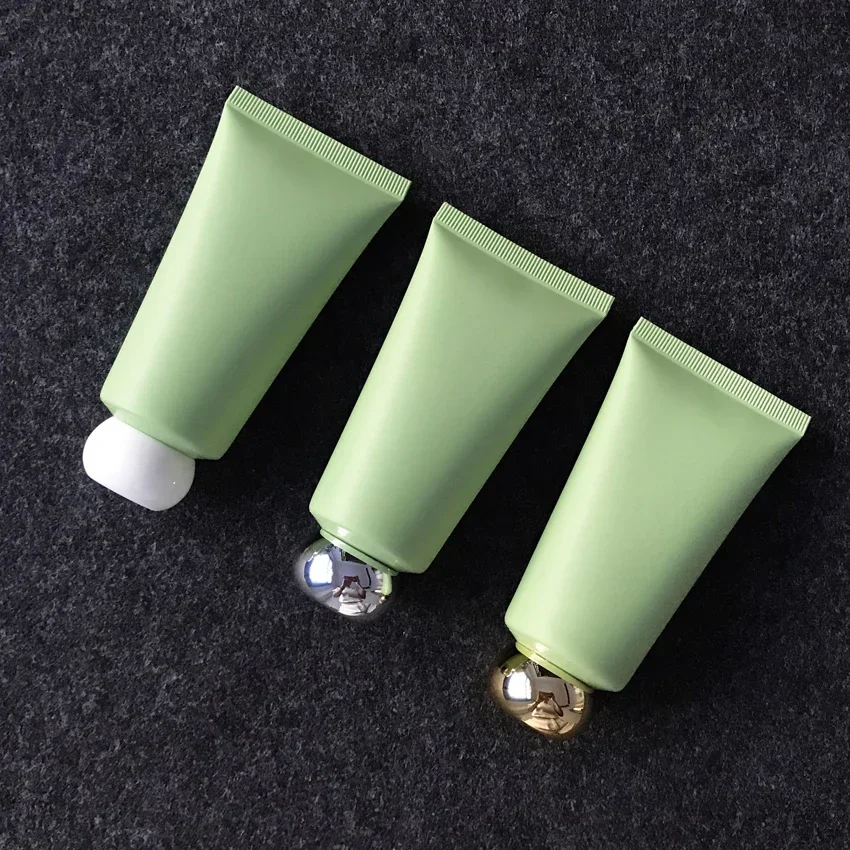 50ml Plastic Squeeze Bottle Matte Green 50g Cosmetic Cream Facial Cleanser Container Toothpaste Lotion Refillable Serum Tube