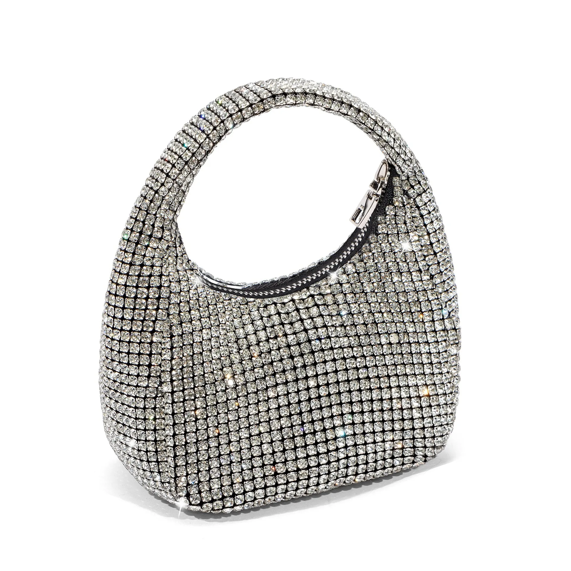 New Ultra-A Rhinestone Bag, Silver Handbag, Fashionable and Trendy High-Quality Underarm Bag for Women