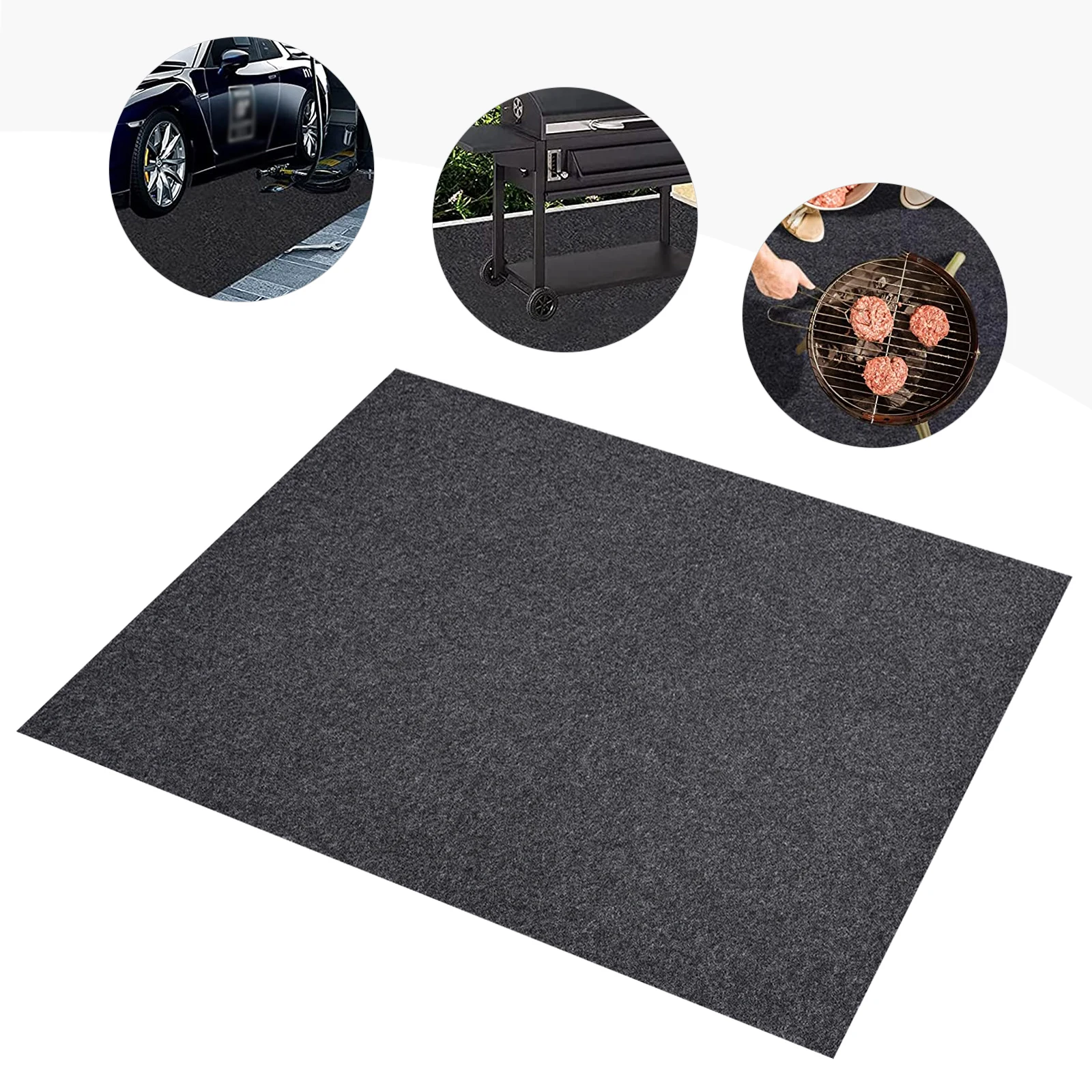 74*72 Inch Large Square Hot Tub Floor Protection Mat, Gray Absorbent Foldable Household Equipment Pad, Ultra-thin Car Repair Pad