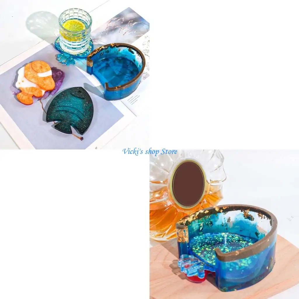 Resin Molds Set Silicone Molds Ocean Creature Shaped Epoxy Resin Molds for Resin Casting DIY Cup Pads